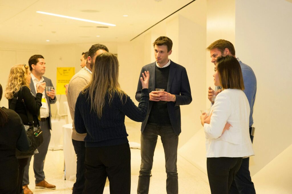 Attendees having conversations at Skift Event - Megatrends