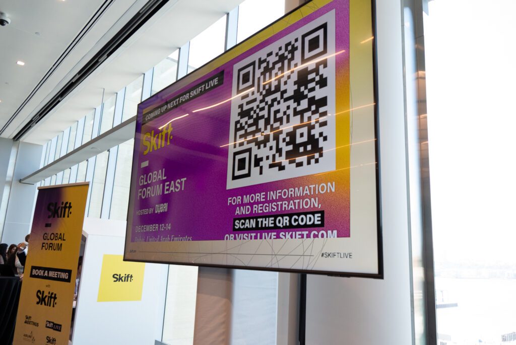 Skift Live event infoscreen and QR code