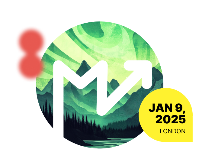 Skift Megatrends logo on a circle background image of mountains in green with date Jan 9, 2025 for London Event